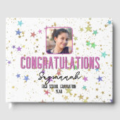 Special Event Kleurrijke sterren op witte achtergr Gastenboek (Voorkant)