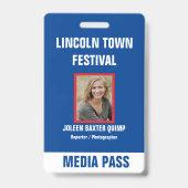 Special Event Security Media Pass QR-code Badge (Voorzijde)