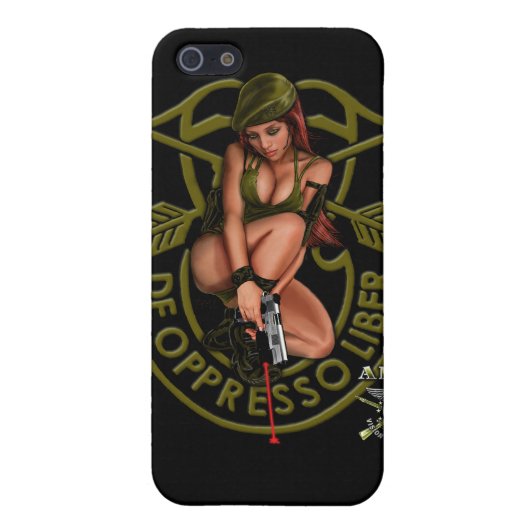 Special Forces Green Beret Pin Up Girl iPhone Hoesje (Achterkant)