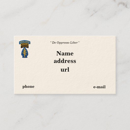 Special Forces Green Berets Rangers SFG SF Patch Visitekaartje (Voorkant)