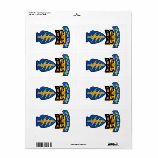 Special Forces Rangers SF SFG SOF Veterans Patch Etiket (Full Sheet)