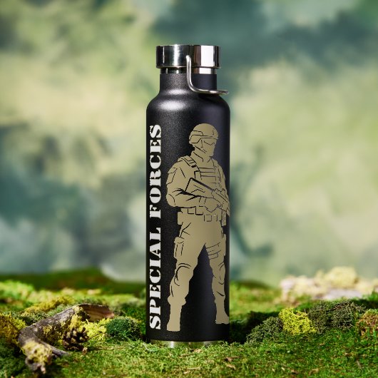 Special Forces Veteraan Elite Operator Silhouet Waterfles (Buiten (Gedraaid) )