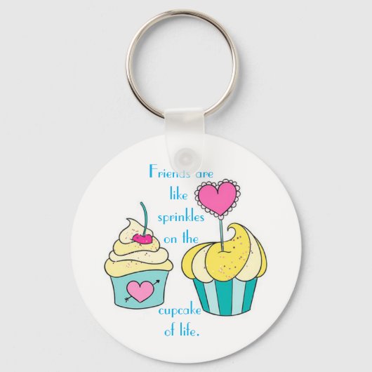 Special Friend Cupcake Message Button Sleutelhanger (Voorkant)