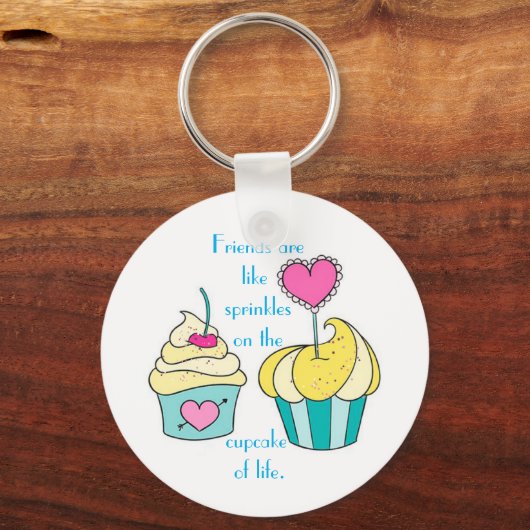 Special Friend Cupcake Message Button Sleutelhanger (Voorkant)
