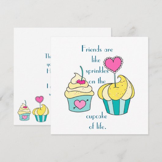 Special Friend Cupcake Message Flat Birthday Card (Voorkant / Achterkant)