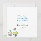 Special Friend Cupcake Message Flat Birthday Card (Achterkant)