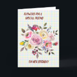 Special Friend Watercolor Floral Birthday Wishes Kaart<br><div class="desc">Lovely Floral Happy Birthday card with an easy to personalize outside and inside message.</div>