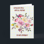 Special Friend Watercolor Floral Birthday Wishes Kaart<br><div class="desc">Lovely Floral Happy Birthday card with an easy to personalize outside and inside message.</div>