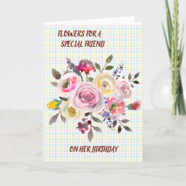Special Friend Watercolor Floral Birthday Wishes Kaart