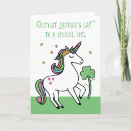 Special Girl Unicorn St. Patrick's Day Wishes Kaart