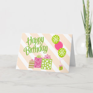 Special Girl's Pink and Green Birthday Card Kaart