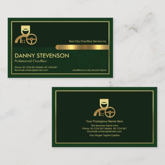 Special Gold Lijst Emerald Green Layer, Chauffeur Visitekaartje (Voorkant / Achterkant)