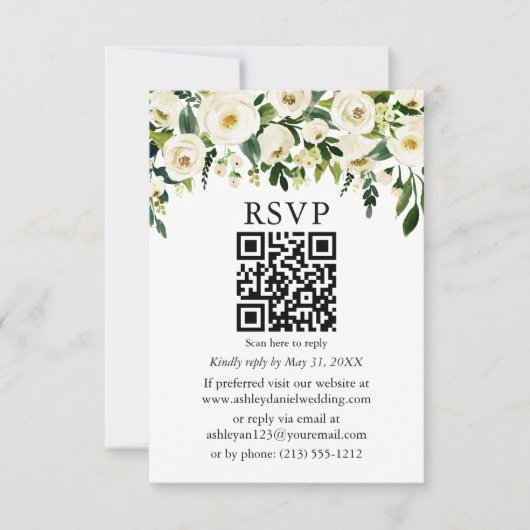 Special - Groen Wit Bloemen QR Bruiloft RSVP (Voorkant)