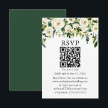Special - Groen Wit Bloemen QR Bruiloft RSVP<br><div class="desc">De moderne Waterverf Green White Floral Wedding RSVP Kaart met uw QR-code bevat witte volken en botanische groen. Groene achtergrond.</div>