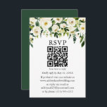 Special - Groen Wit Bloemen QR Bruiloft RSVP<br><div class="desc">De moderne Waterverf Green White Floral Wedding RSVP Kaart met uw QR-code bevat witte volken en botanische groen. Groene achtergrond.</div>