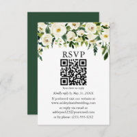 Special - Groen Wit Bloemen QR Bruiloft RSVP