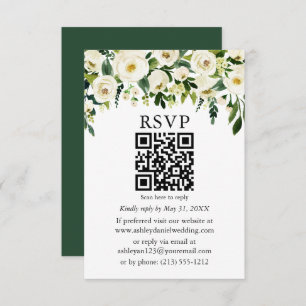 Special - Groen Wit Bloemen QR Bruiloft RSVP