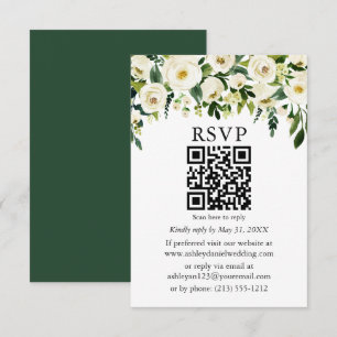 Special - Groen Wit Bloemen QR Bruiloft RSVP Kaartje
