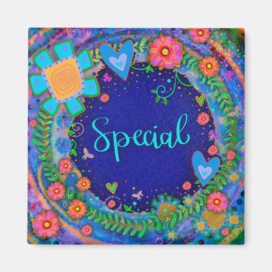 Special Hearts Fun Floral Inspirivity Magneet (Voorkant)