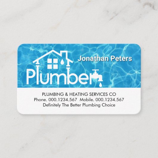 Special Home Plumber Signage On Water Visitekaartje (Voorkant)