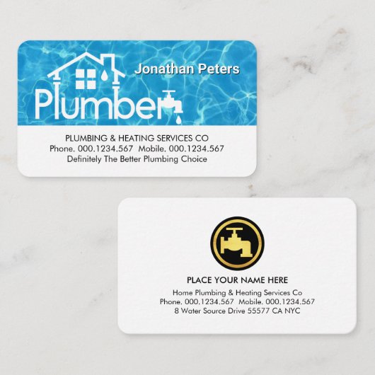Special Home Plumber Signage On Water Visitekaartje (Voorkant / Achterkant)