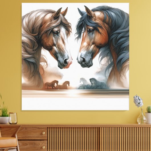 Special Horses Brown Canvas Afdruk (Insitu (Woonkamer))