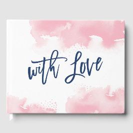 SPECIAL KEEPSAKE schattig roze waterverf handbelet Gastenboek