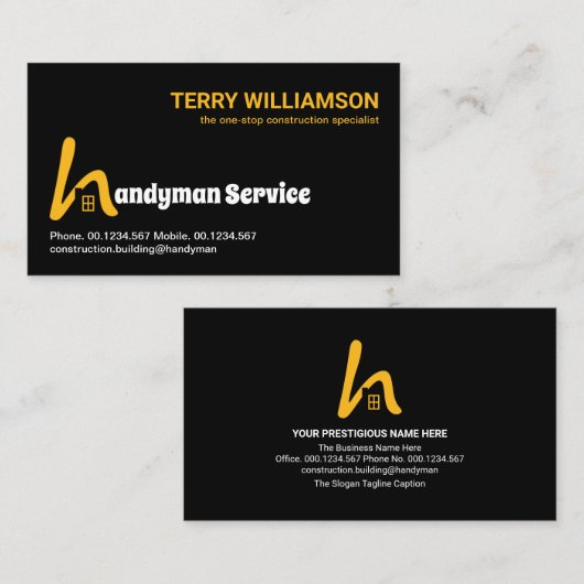 Special Letter-H Rooftop Signage Handyman Visitekaartje (Voorkant / Achterkant)