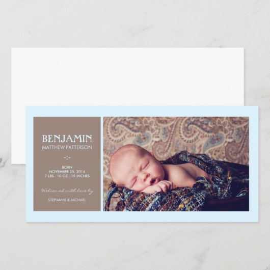 Special Moment Foto Baby Boy Geboorteaankondiging Aankondiging (Voorkant / Achterkant)