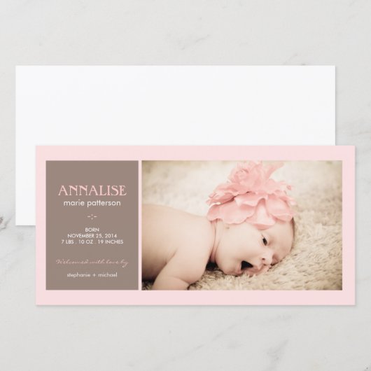 Special Moment Foto Baby Meisje Geboorteaankondigi Aankondiging (Voorkant / Achterkant)
