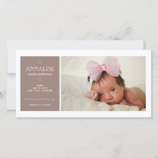 Special Moment Foto Baby Meisje Geboorteaankondigi Aankondiging (Voorkant)