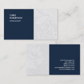 Special Navy Blue Floral Damask Visitekaartje (Voorkant / Achterkant)