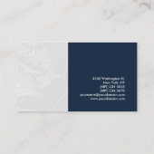 Special Navy Blue Floral Damask Visitekaartje (Achterkant)