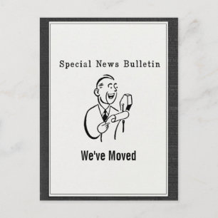 Special News Bulletin We hebben ons verplaatst Aankondigingskaart