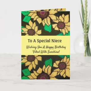 Special Niece Birthday Cheerful Sunflower Kaart