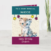 Special Niece luipaard kinder blauwgroen verjaarda Kaart (Voorkant)