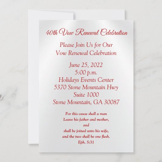 Special Order 40th Anniversary Uitnodigingen Alice (Achterkant)