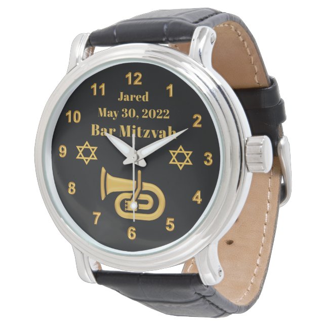 Special Order Bar Mitzvah Watch, euphonium Theme Horloge (Gekanteld)