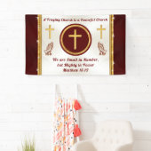 Special Order Church Banner, Burgundy en Gold Spandoek (Insitu)