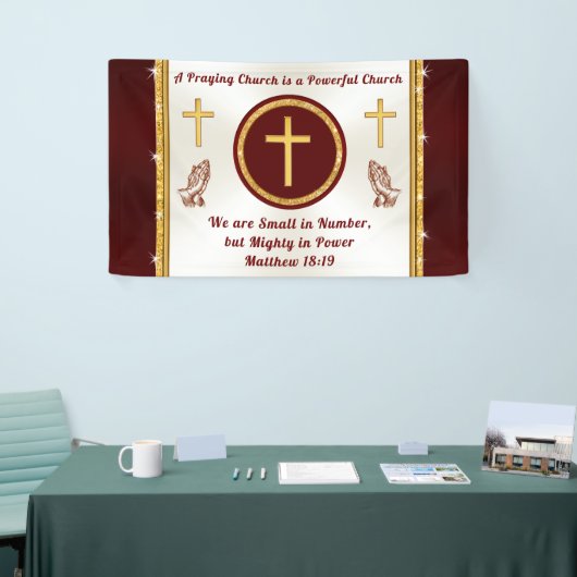 Special Order Church Banner, Burgundy en Gold Spandoek (Beurs)