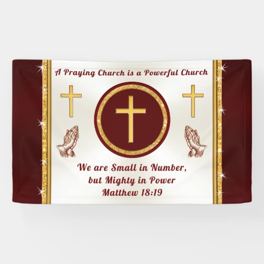 Special Order Church Banner, Burgundy en Gold Spandoek (Horizontaal)