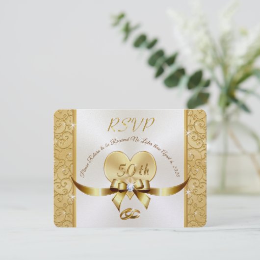 Special Order Millie 50ste verjaardag RSVP kaarten (Staand voorkant)