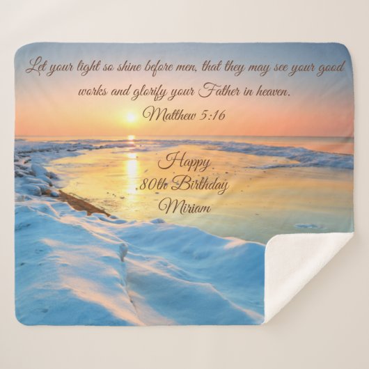 Special Order Winter Beach Sunset Sherpa Blanket Deken (Voorkant (horizontaal))