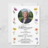 Special Photo Elegant Floral Retirement Party  Kaart (Voorkant)