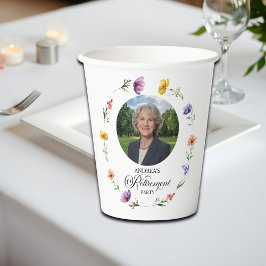 Special Photo Elegant Floral Retirement Party  Papieren Bekers
