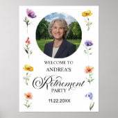 Special Photo Elegant Floral Retirement Party Poster (Voorkant)