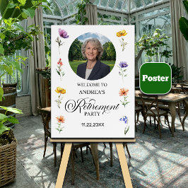 Special Photo Elegant Floral Retirement Party  Poster