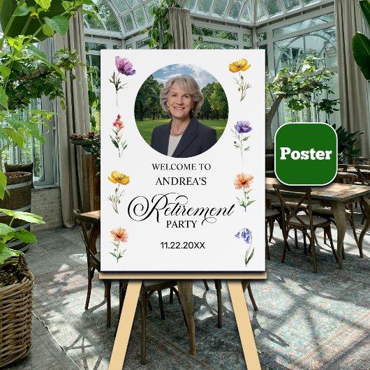 Special Photo Elegant Floral Retirement Party Poster