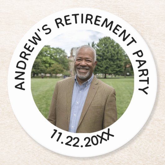 Special Photo Elegant Retirement Party Ronde Kartonnen Onderzetter (Voorkant)