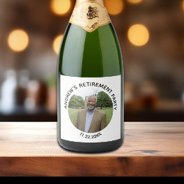 Special Photo Elegant Retirement Party Sparkling Wijnetiket
